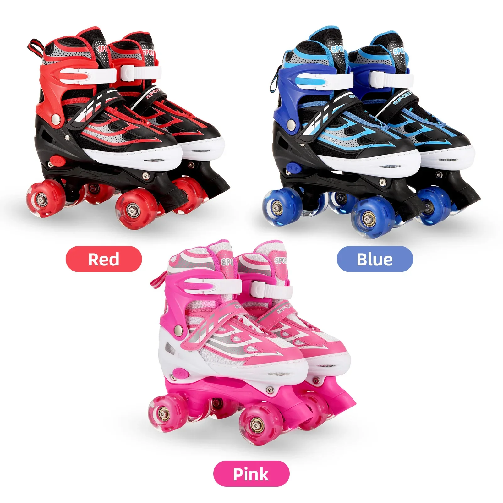 Glowing Wheels Rollerblades for Kids, Adjustable Light Up Roller Skates for Kids, Eco-Friendly, Silent Bearing, Girls Ages 5-8