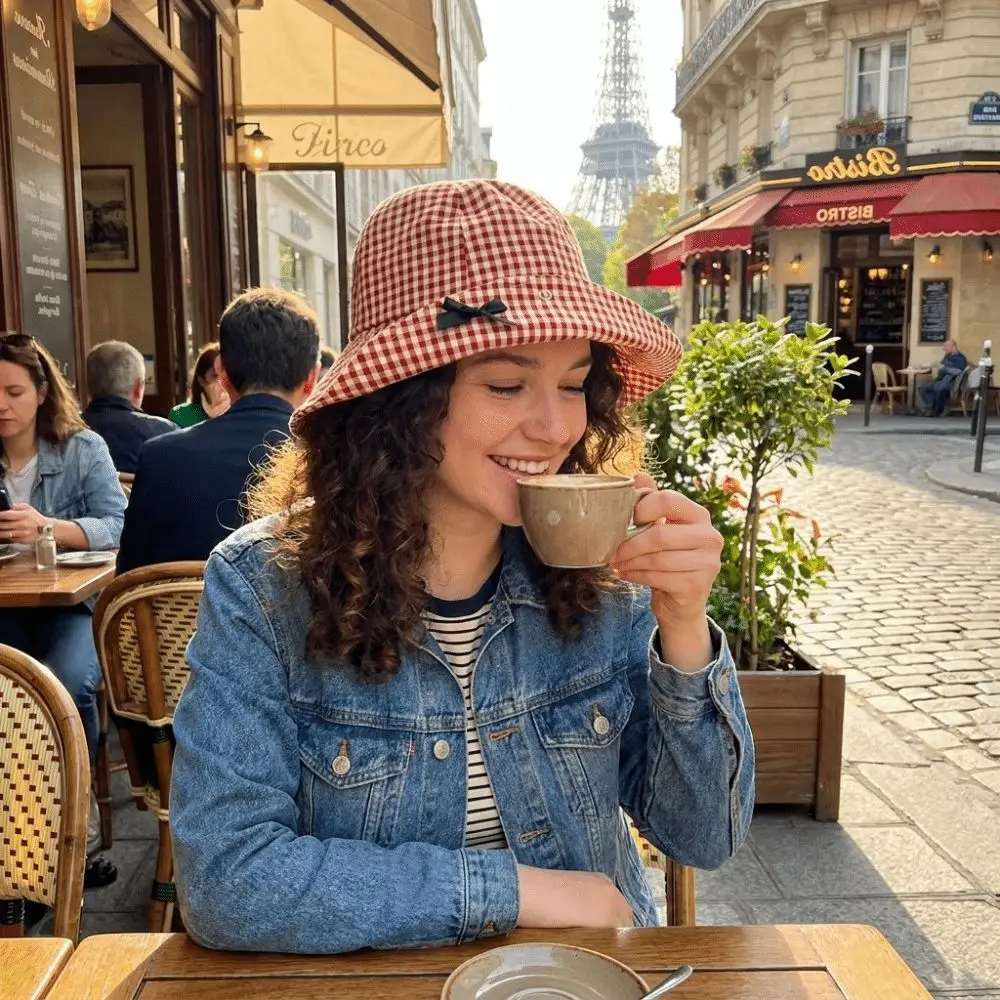Fashion Black Bowknot Plaid Bucket Hat Gingham Check Versatile Wide Brim Sun Hat Casual Dome Basin Fisherman Hat Summer Season