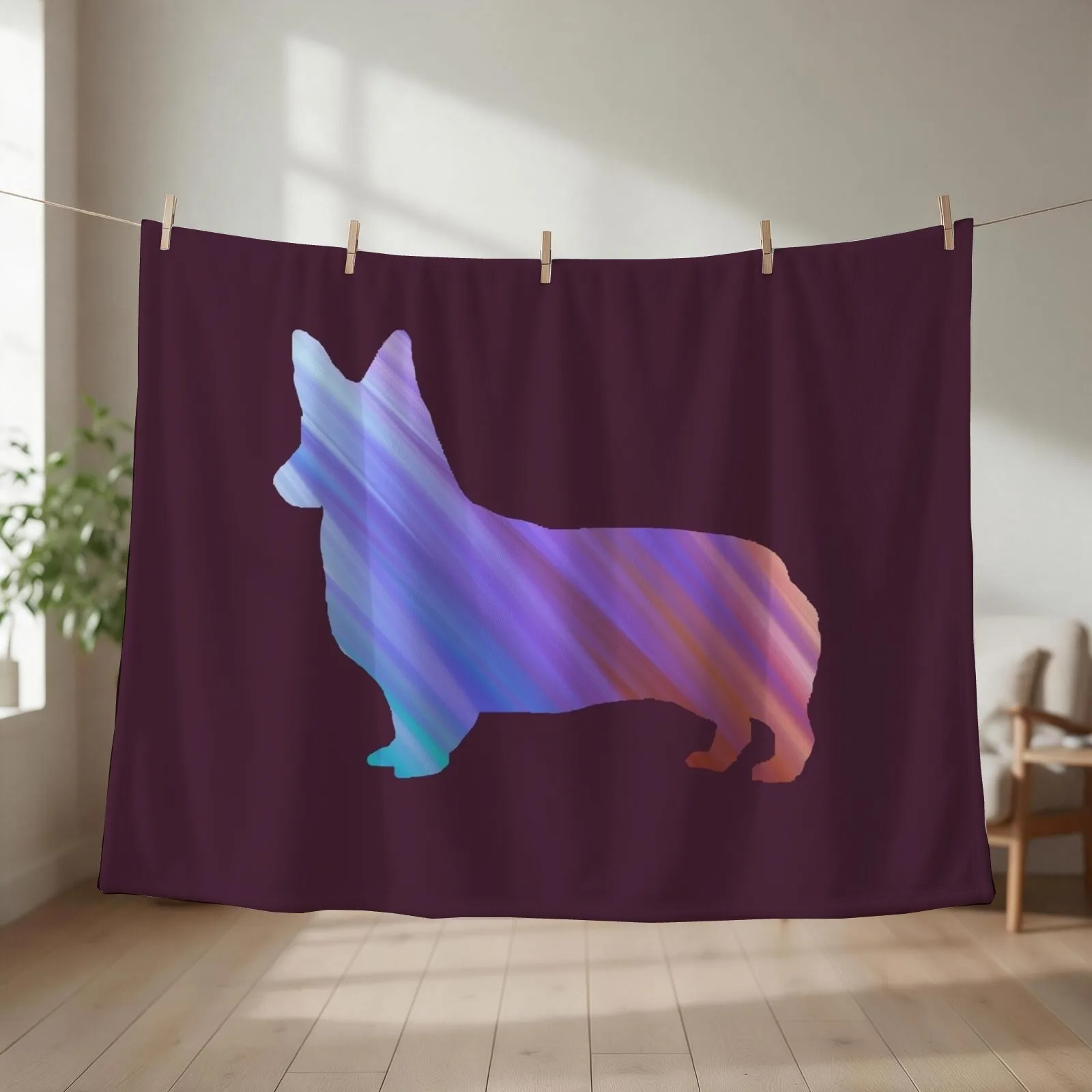 Corgie (Water Lilies Nympheas) Throw Blanket Soft Beds wednesday Soft Plaid Retros Blankets