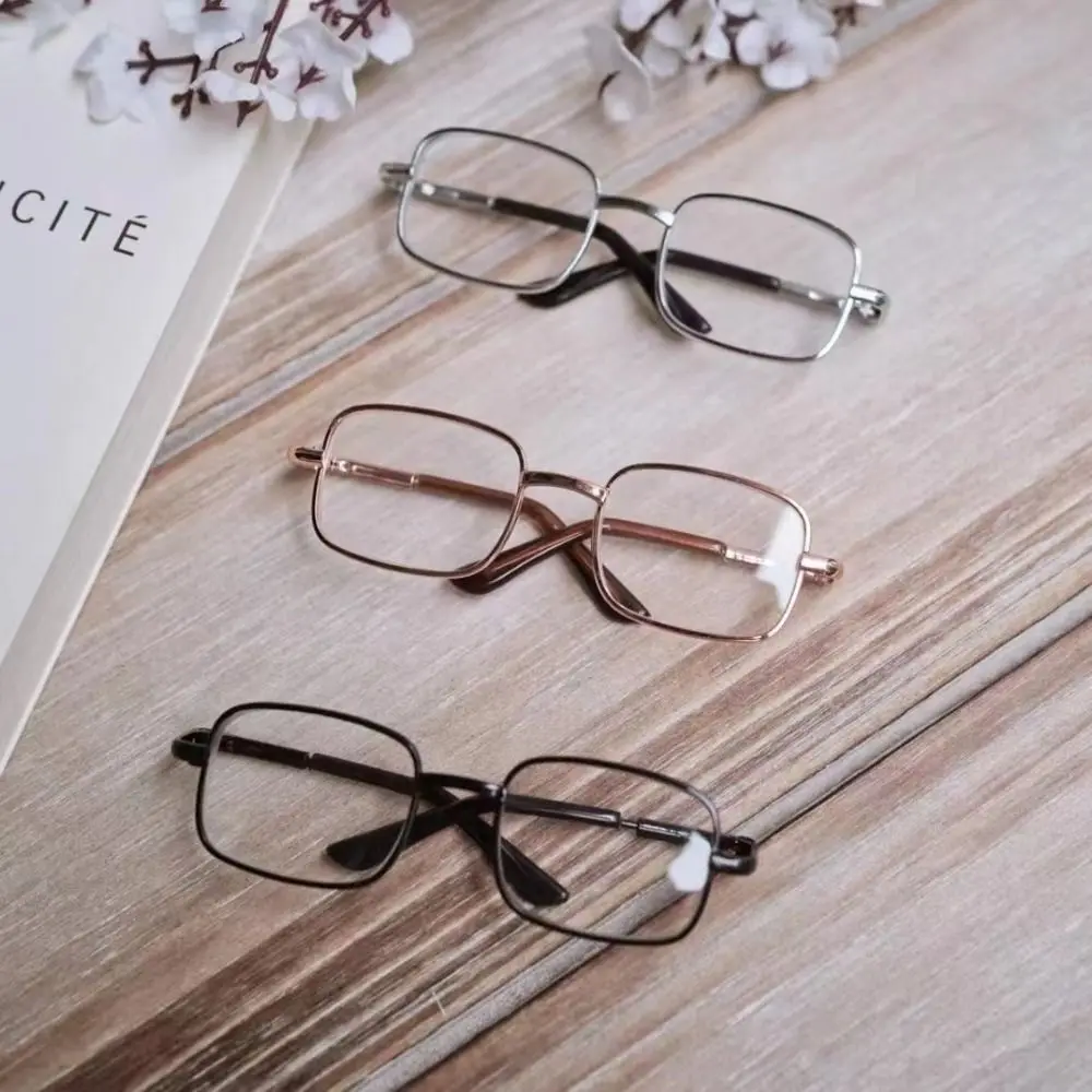 Bonito metal boneca óculos moldura quadrada foto prop boneca de pelúcia óculos boneca acessórios bonecas