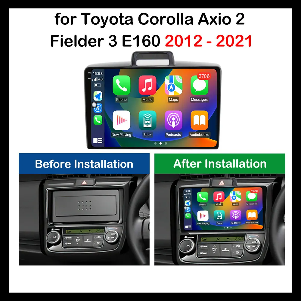 Android OS Multimedia Leitor de Rádio Automóvel, GPS Navi, Áudio Estéreo, DSP, Bluetooth, Toyota Corolla Axio 2, Fielder 3, E160, 2012-2021