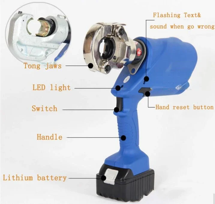 Rechargeable Hydraulic Plier Electric Crimping Tool Battery Powered Wire Crimper with 10-300mm2 Crimping Range HL-300