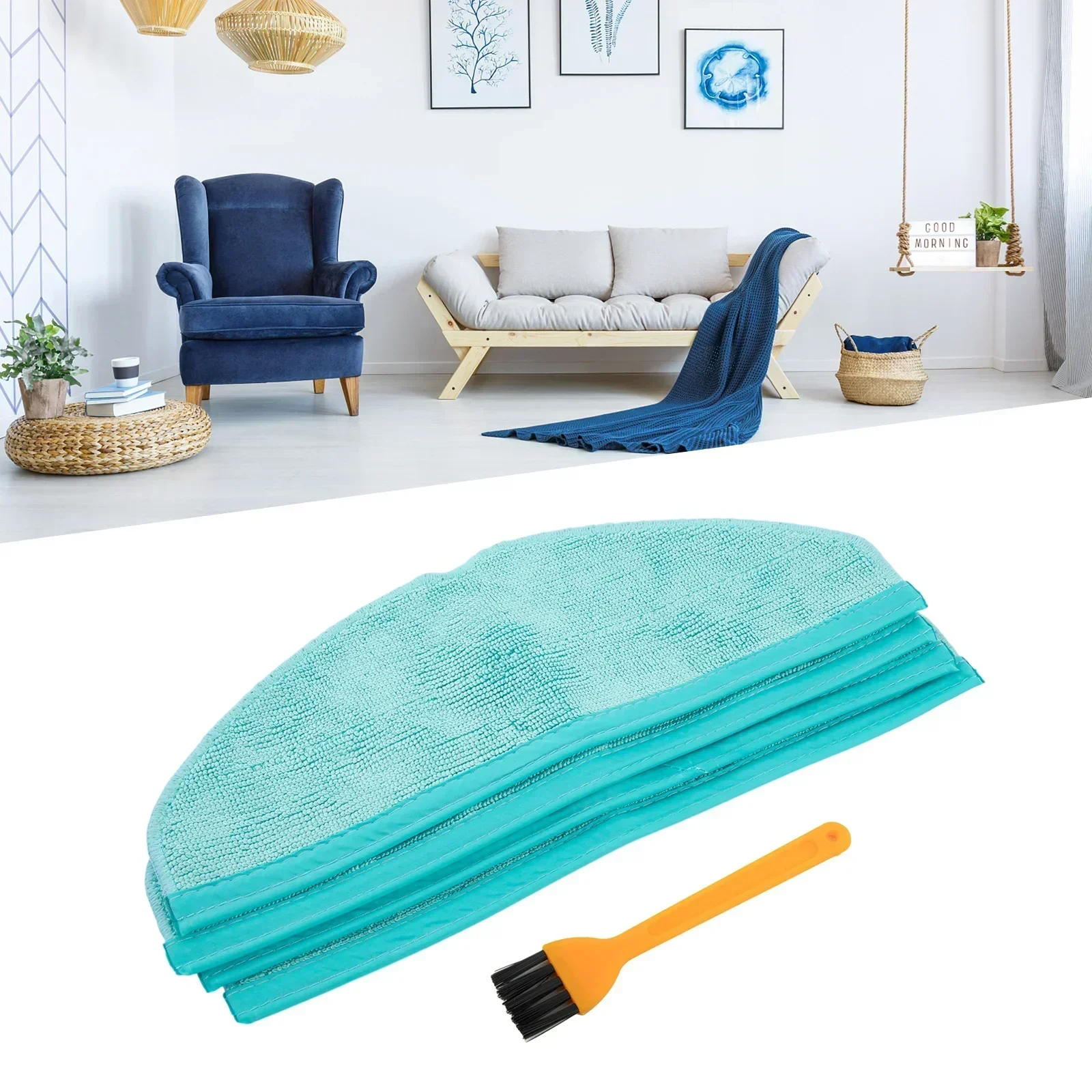 4/10pcs Mop Pad + 1 PC แปรงทําความสะอาดสําหรับ Cecotec Conga 8090 Ultra / 9090 AI หุ่นยนต์เครื่องดูดฝุ่นอุปกรณ์เสริม