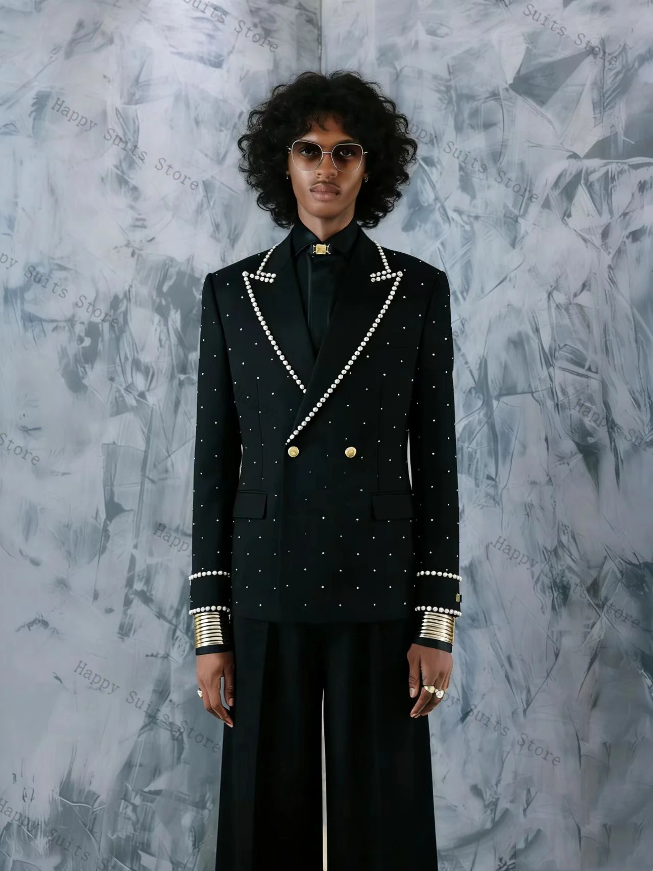 طقم بدلة رجالي من اللؤلؤ، قطعتين (جاكيت + بنطلون)، أسود قطني، رسمي للمكتب، توكسيدو زفاف، جاكيت مخصص