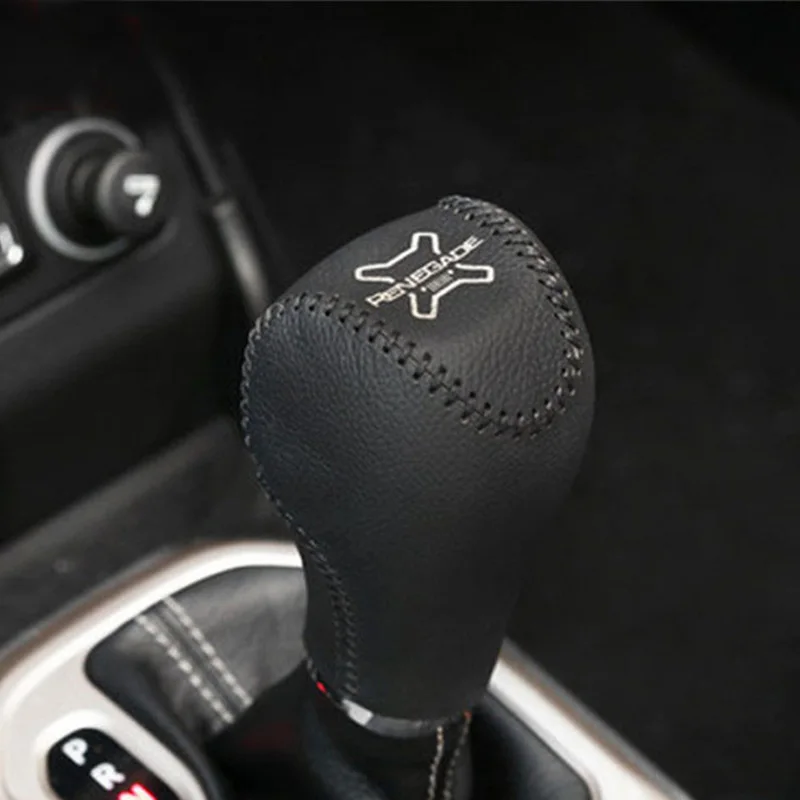 1PC Genuine Leather Gear Lever Decoration Protection Cover for 2014-2017 JEEP Renegade Car Accessories