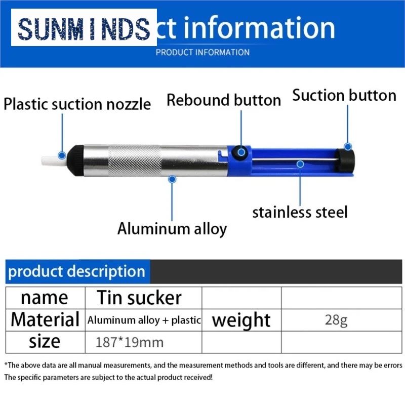 Aluminum Metal Desoldering Pump Suction Tin Gun Soldering Sucker Pen Removal Vacuum Soldering Iron Desolder Hand Welding Tools