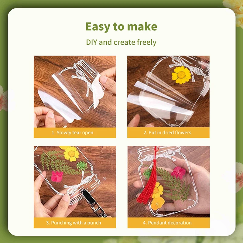 Creative PET Transparent Dried Flower Bookmarks Handmade Diy Small Bottle Embossed Material Package Homemade Plant Specimens