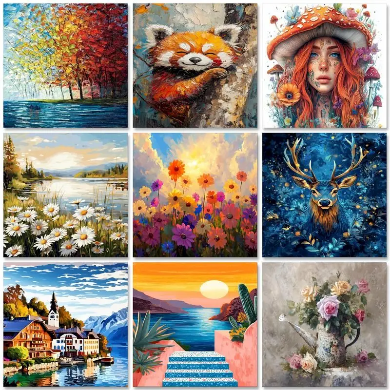 

SDOYUNO Oil Painting By Numbers Scenery Acrylic Paint On Canvas HandPainted Kits Coloring By Number Diy Numbers Painting Set