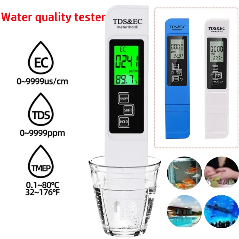 Tester PH 3 w 1 Miernik PH wody TDS EC Miernik temperatury Cyfrowy miernik LCD Pióro do testowania wody Czystość Monitor jakości wody Pióro do