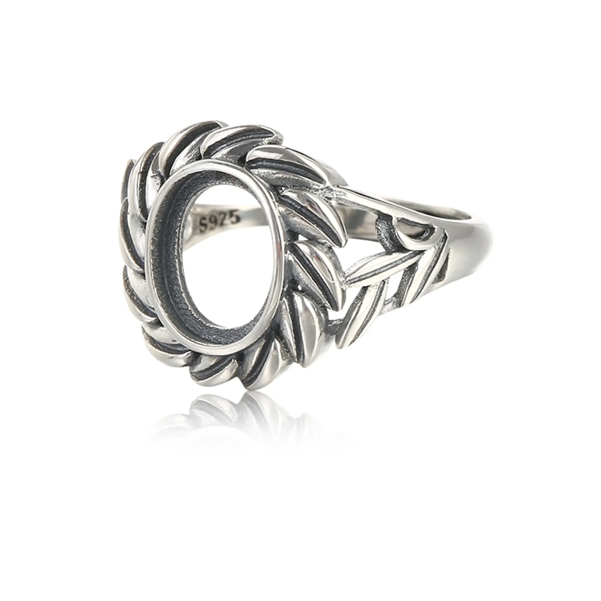 

Ring Blank for 8x10mm Oval Cabochons Thai Sterling Silver Adjustable Band Ring Base