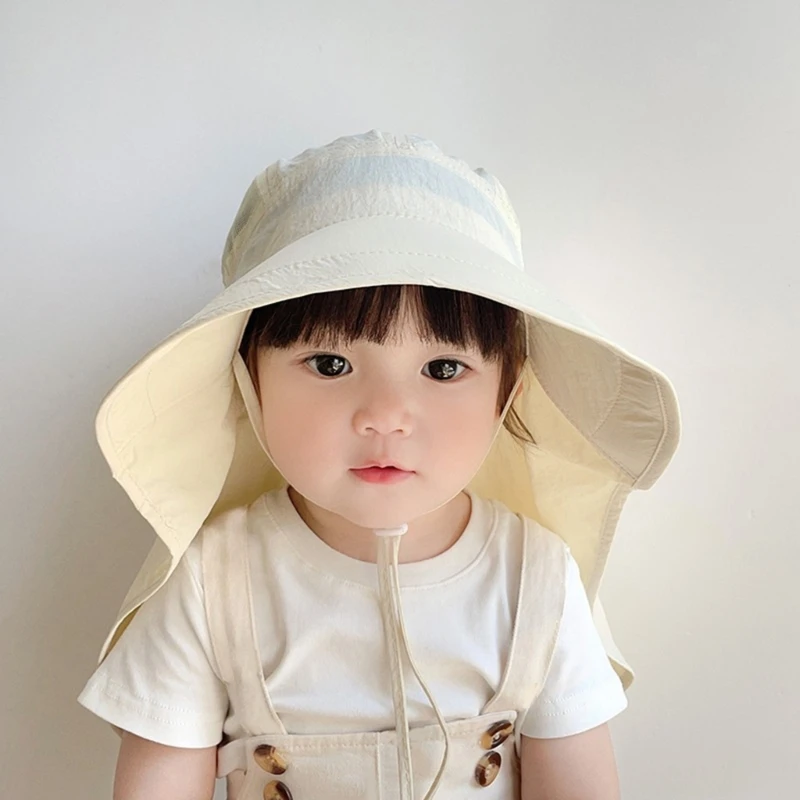 

Toddler Hat Kids Flap Hat with Neck Flap Protections Bucket Hat Wide Brim Fishing Hat for Baby Toddler Kid