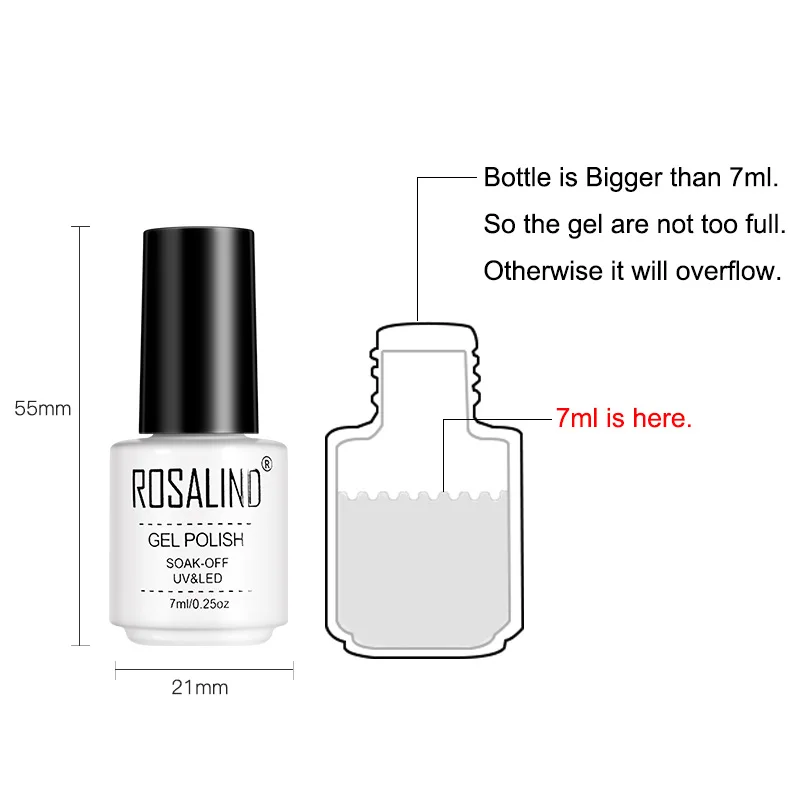 ROSALIND Base 2 in 1 Top Coat Adesivo funzionale Crepa Effetto gel Nail art a lunga durata Lampada UV/LED richiesta per la bellezza delle unghie