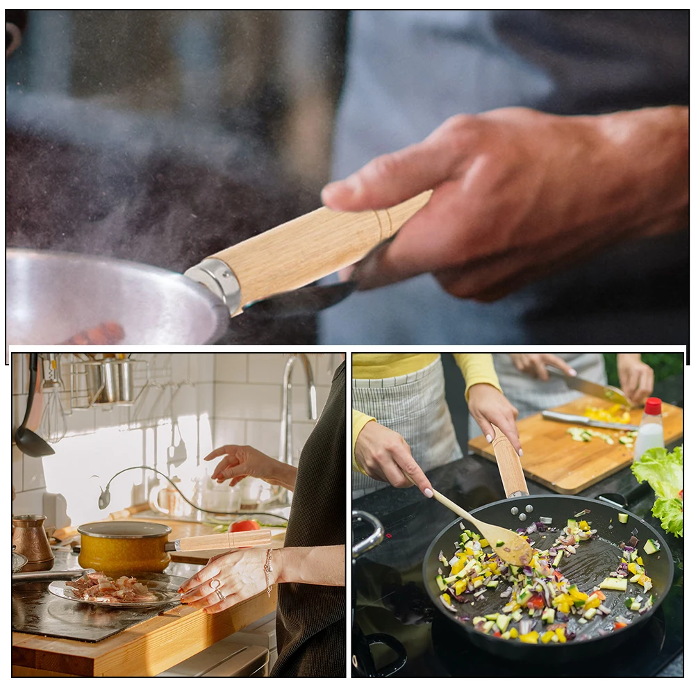 

4pcs Pan Detachable Wood Pot Handle Replacement Anti-Scalding Ergonomic Smooth Iron Kitchen Utensil Cookware Part Replaceable
