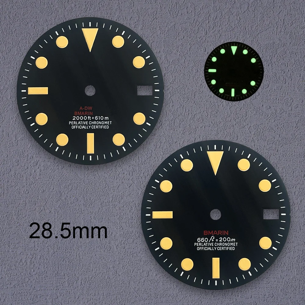 

Nh35 Dial S Logo 28.5mm Retro SUB Dial Suitable For NH35 NH36 Movement Green Luminous Watch Accessories Repair Tools