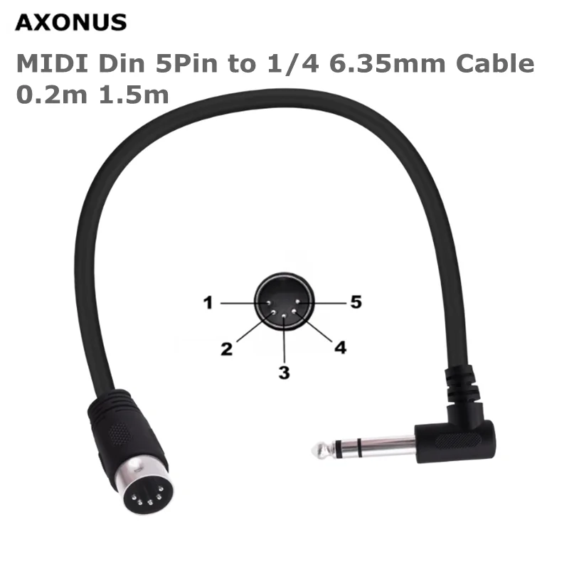 TRSE Electric Piano Audio Mixer Stereo Audio Cable 90 Degree Right MIDI Din 5-pin 5PIN Male To Monoprice 6.35mm Female