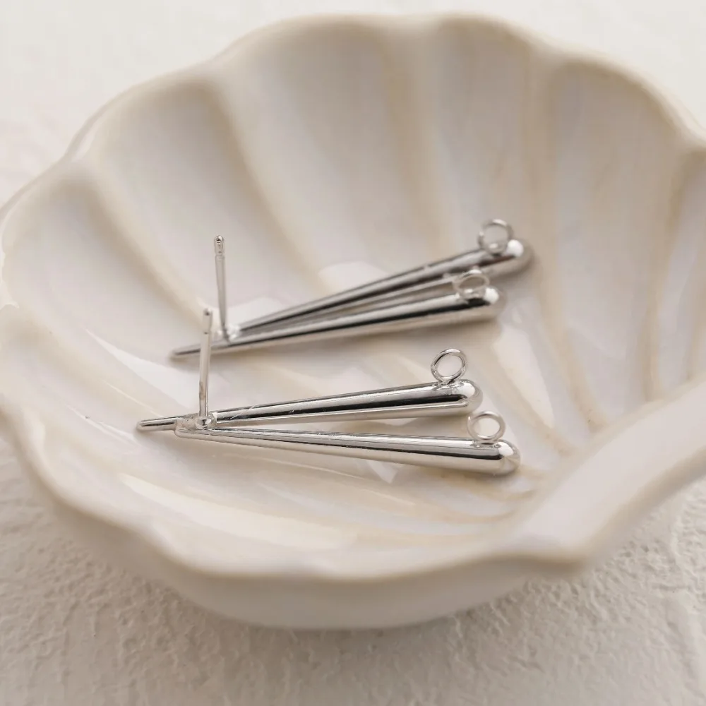 2 قطعة تصميم شريط مزدوج داينتي الأذن ترصيع أقراط لصنع المجوهرات يدوية الصنع النحاس 14 كيلو مطلية بالذهب 32*9 مللي متر اكسسوارات #5