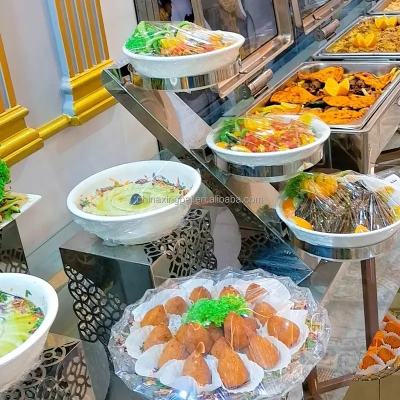 XINGPAI Wedding Decoration Afternoon Tea Stand Food Risers Stainless Steel Multi Tier Hotel Buffet Riser