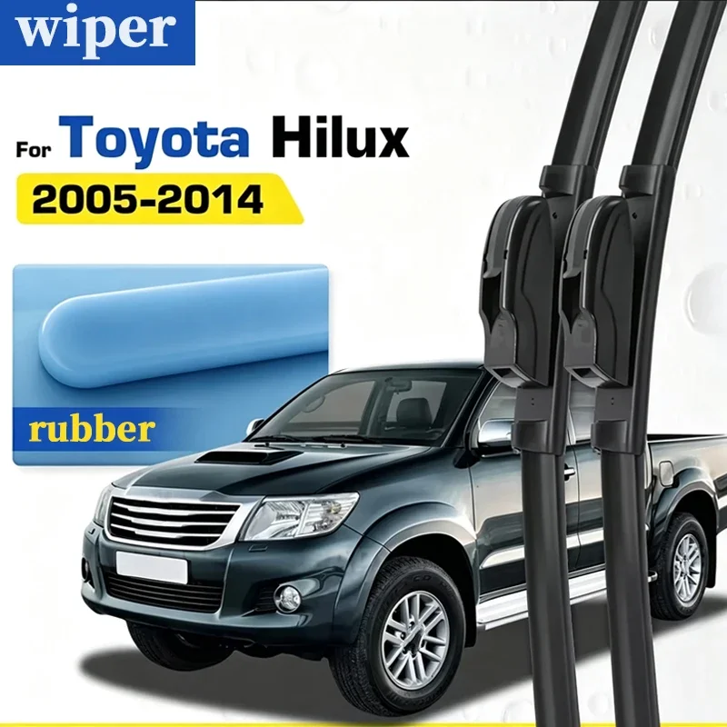 Rubber LHD&RHD Front Wiper Blades Set For Toyota Hilux AN10 AN20 AN30 2005-2014 Coated Windshield Window Brushes