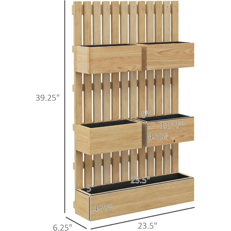

Raised garden bed with lattice wall-mounted wooden planter set for grape flowers and climbing plants