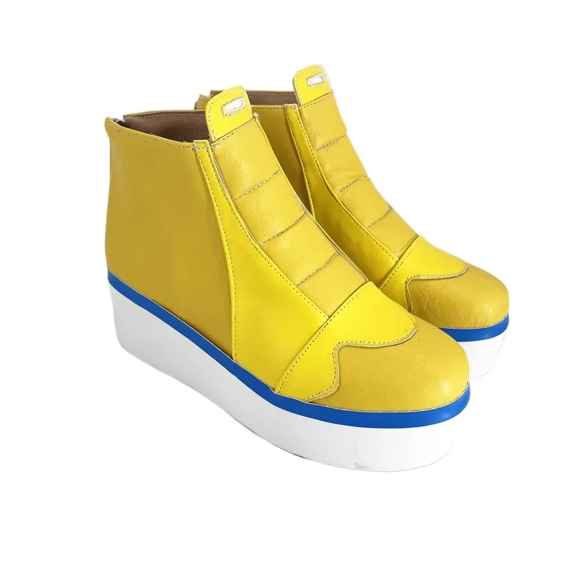 Puniru Is a Cute Slime Cosplay Costume Shoes Yellow Handmade Faux Leather Boots Shoes
