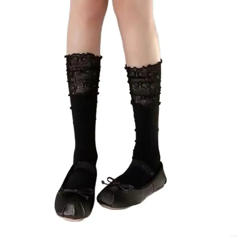 جوارب دائرية من الدانتيل متعددة الوظائف، ناعمة ومكدسة، نسيج بوليستر مقاوم للرائحة، مثالي للعمل والترفيه 6XDA