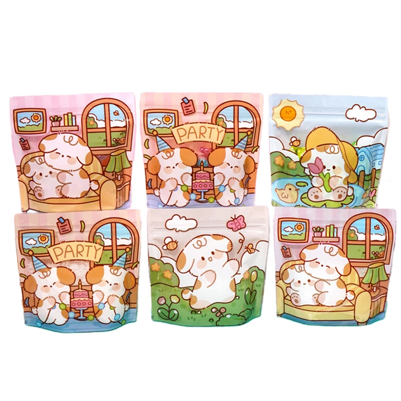 

100pcs Cute Cartoon Ziplock Candy Gift Packaging Bags Small Plastic Snack Zipper Bag For Kids Birthday Gift Storage Supplies