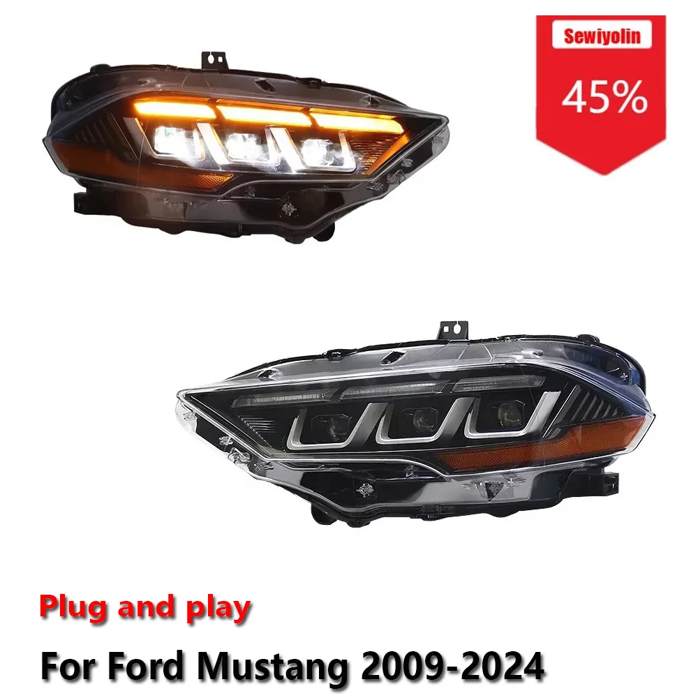 

Sewiyolin Car LED Headlight Assemblies For Ford Mustang 2009-2024 Fog DRL Brake Turn Signal Lamp Plug and Play