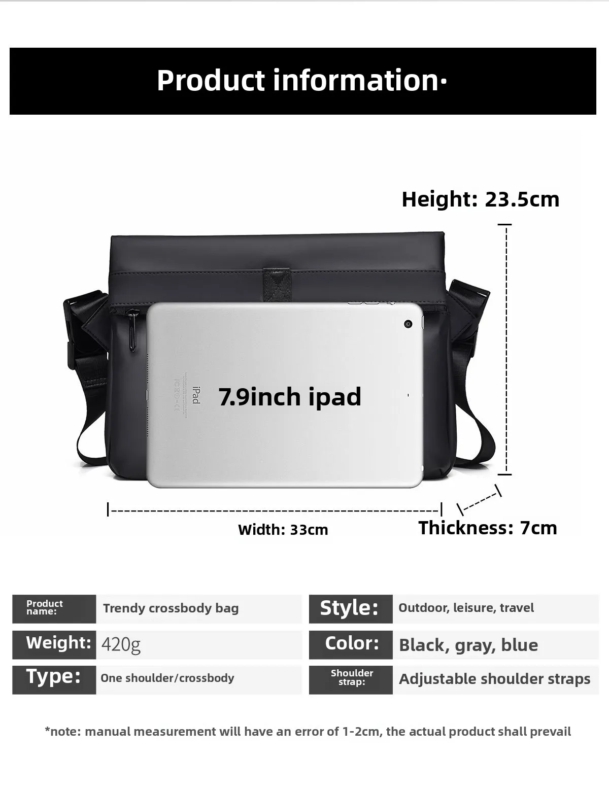 New Men's Single-shoulder Bag, Trendy Crossbody Bag, Large-capacity Casual and Fashionable Men's Bag, Lightweight and Waterproof