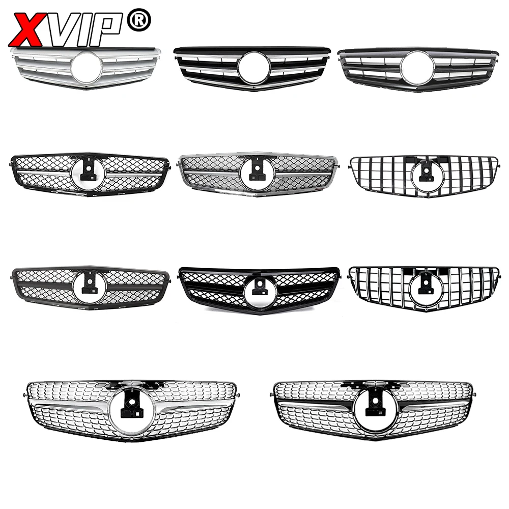 XVIP Front Bumper Grille Hood Grille For Mercedes Benz C W204 C43 2008-2014 C180 C200 C250 C300 AMG GTR Diamond Style Grille