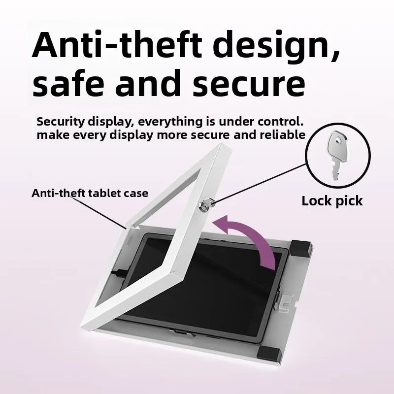 Wall-mounted all-inclusive metal display with lock Wall-mounted anti-theft flat shell