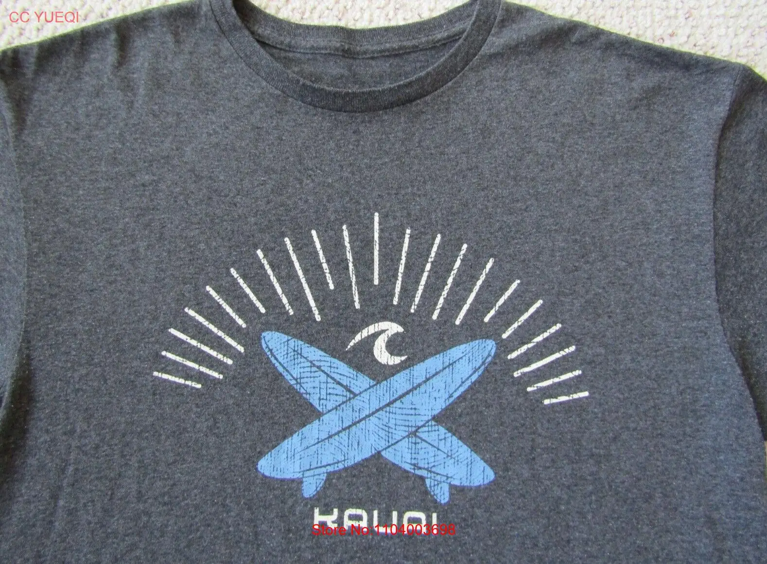 KAUAI Hawaii Surfboards graphic gray t-shirt men L KAUAI for LIFE NEW w/o tags