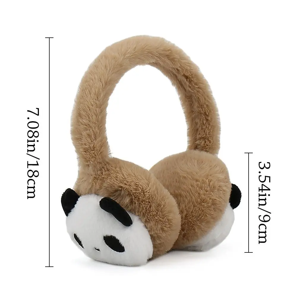 ฤดูหนาวน่ารัก PANDA Plush Earmuffs WARM Fluffy Earflaps ปรับสบายๆหูอุ่นสําหรับผู้ชายผู้หญิง