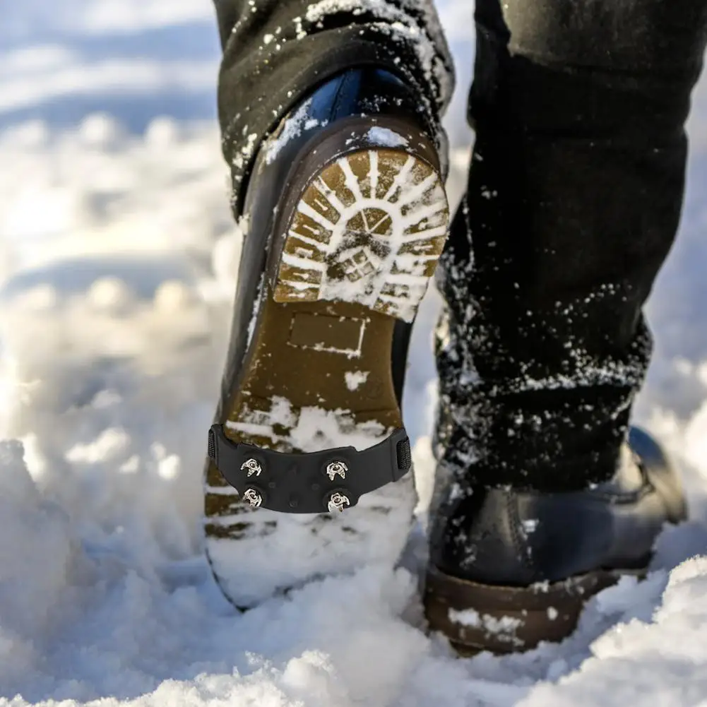 Non-Slip Crampon Boot Traction Cleat Snow Shoe Spikes Adjustable Fastener Tape Ice Snow Shoe Ice Gripper