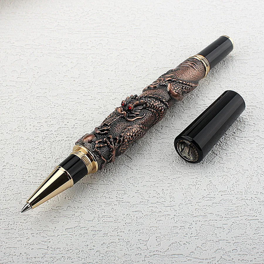 Jinhao Metal Dragon Rollerball Ballpoint Pen Carved Decorative Pattern Barrel Office School Stationery Luxury Ballpoint Pen