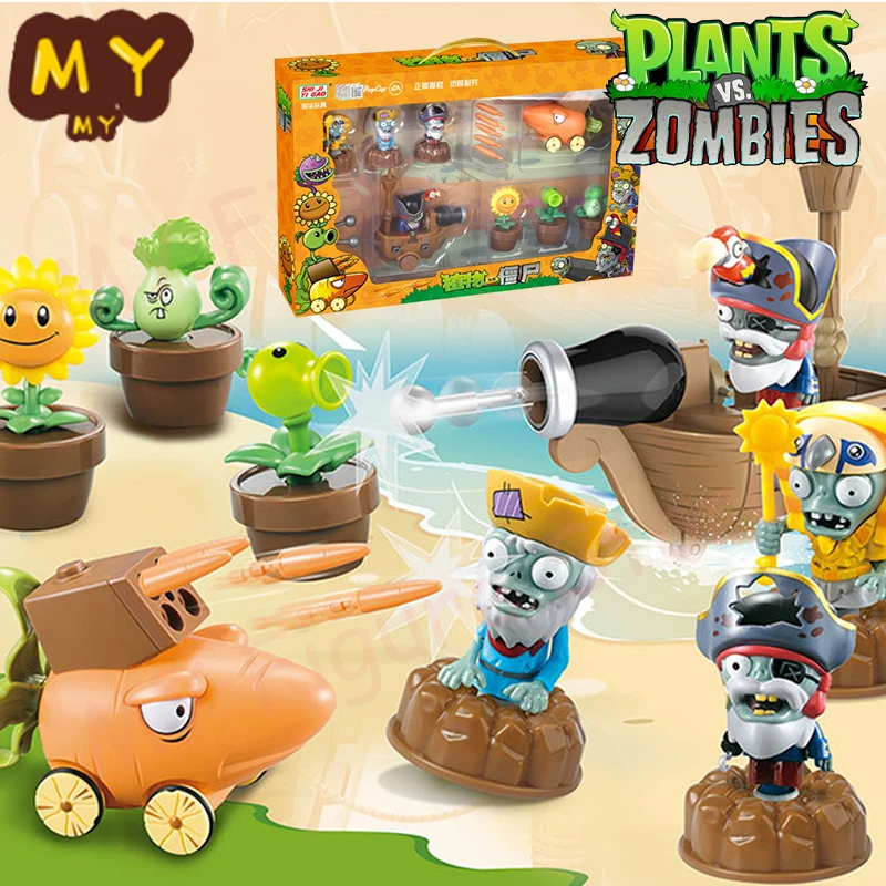 

Original Plants Vs. Zombies Toy Carrotillery Vs. Pirate Zombie Sunflower Bonk Choy Tricky Peashooter Rebound Vehicle Kid Gifts