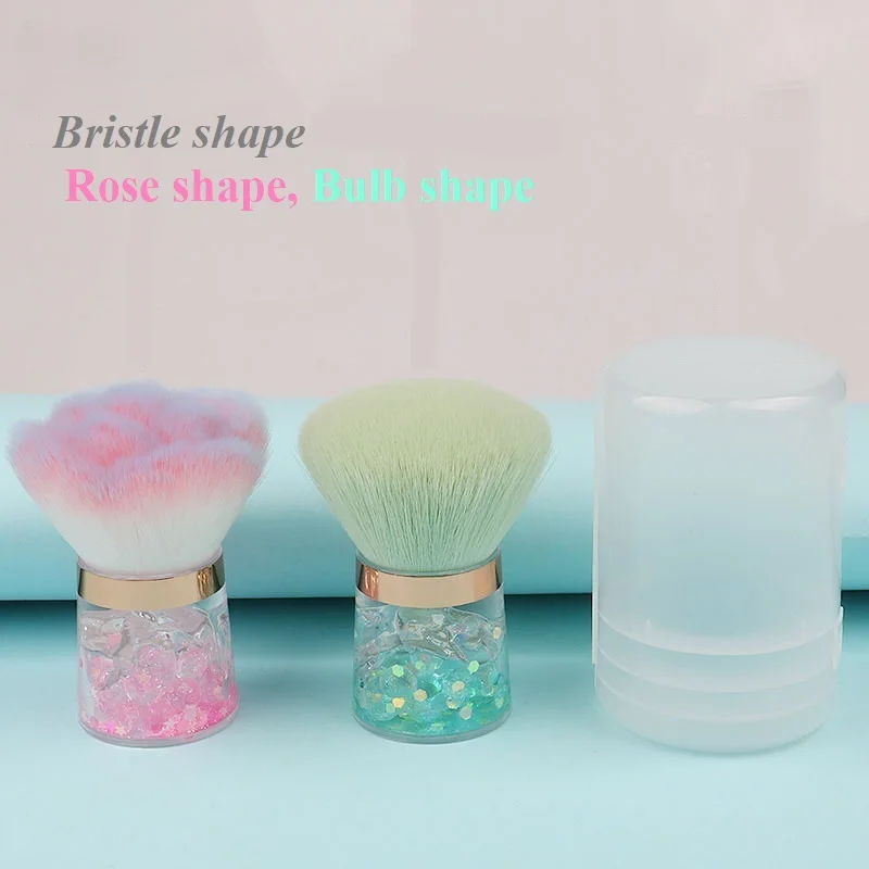 Crystal Mountain Makeup Brush Set – Powder & Blush Brush, Flower-Shaped Nail Dust Brush, Multi-Use Face & Nail Tools
