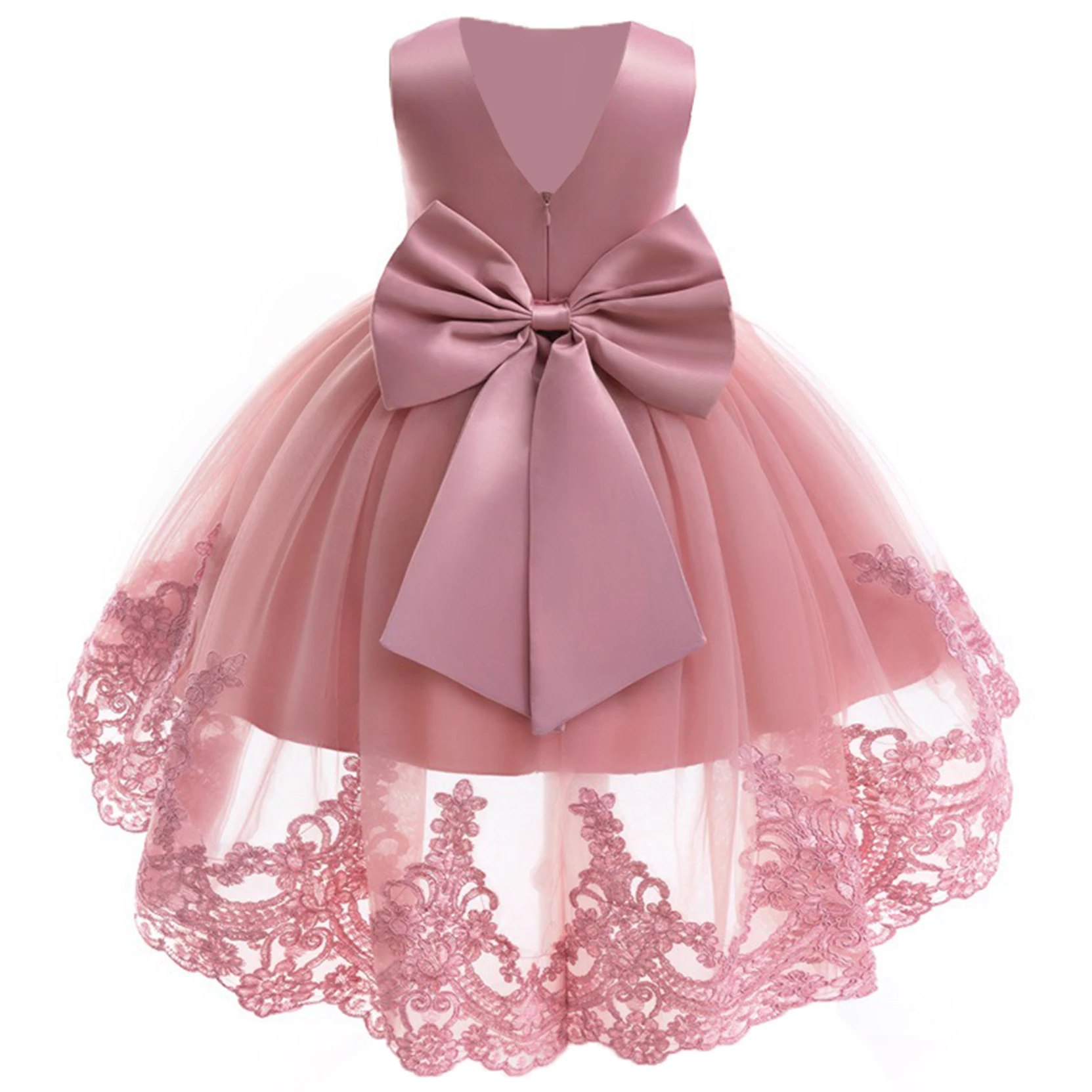 Vestido de encaje con espalda descubierta para niña pequeña, traje Formal con Apliques de encaje, ideal para fiesta de cumpleaños, graduación, ceremonia, Pascua, de 3 a 8 años