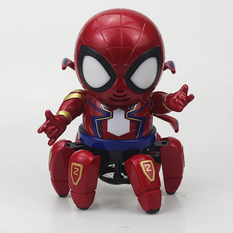 Robô de dança elétrico de seis clined Spider-Man com música de iluminação, brinquedo infantil Stall, presentes quentes