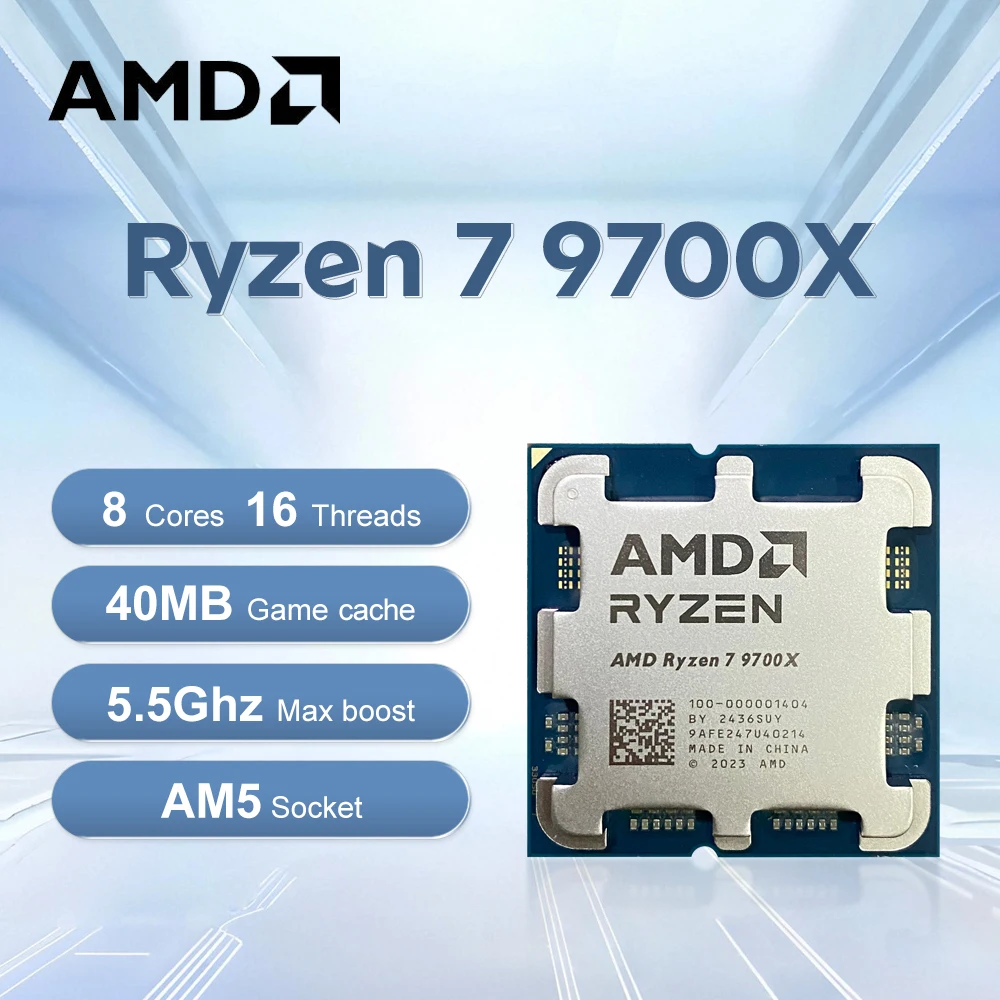 AMD Ryzen 7 9700X 3.8GHz 8-Core 16-Thread 4NM R7 9700X Socket AM5 L3=32M Processor 65W DDR5 New No Fan