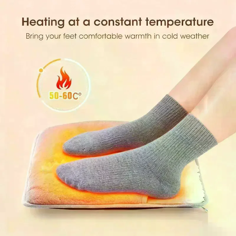Winter Electric Foot Heating Pad USB Charging Soft Plush Washable Foot Warmer Heater Improve Sleeping Household Foot Warming Mat
