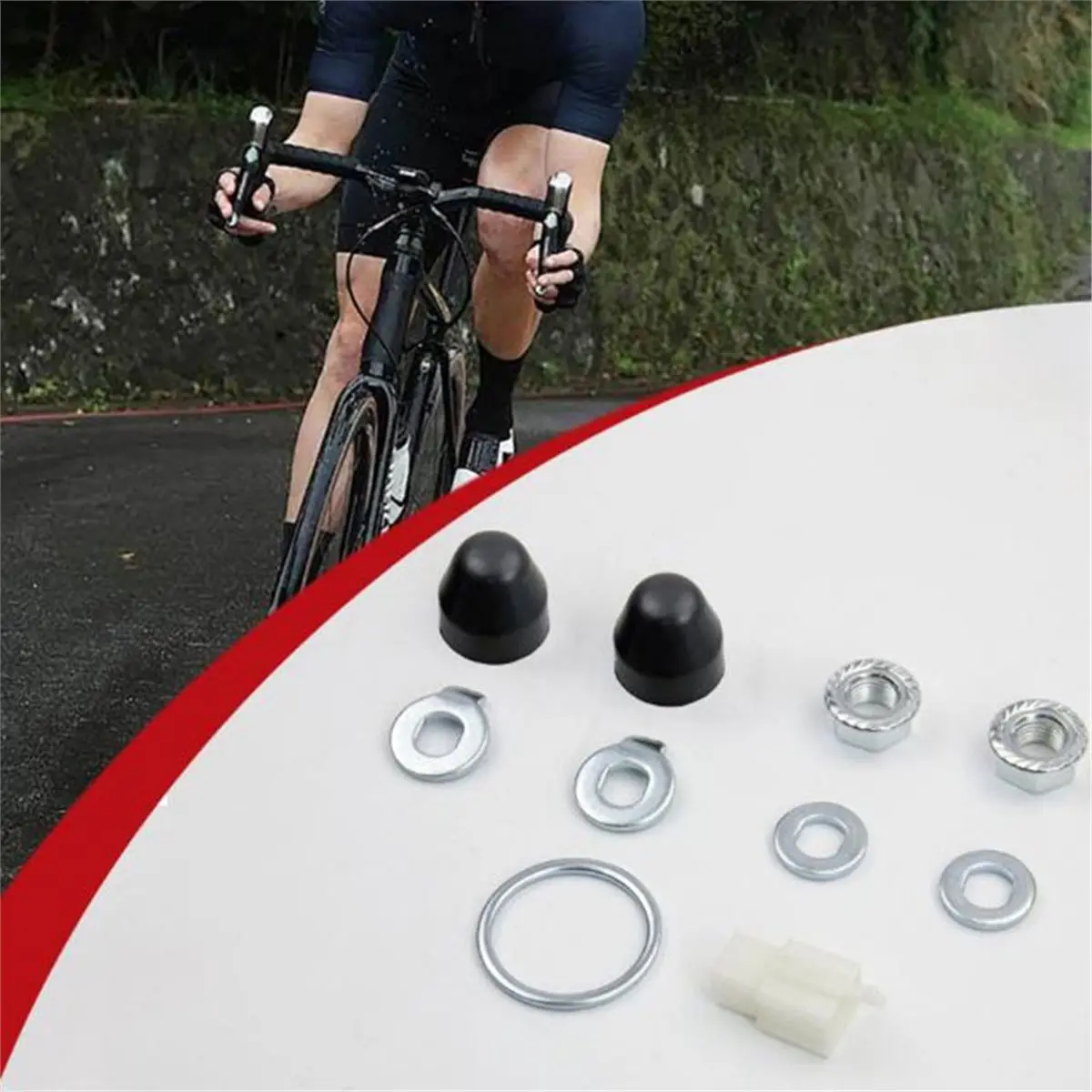 M16 Screw Set with Flanged Nuts, Anti-Loosening Lock Washers, Protective Caps for Hub Motor Mounting