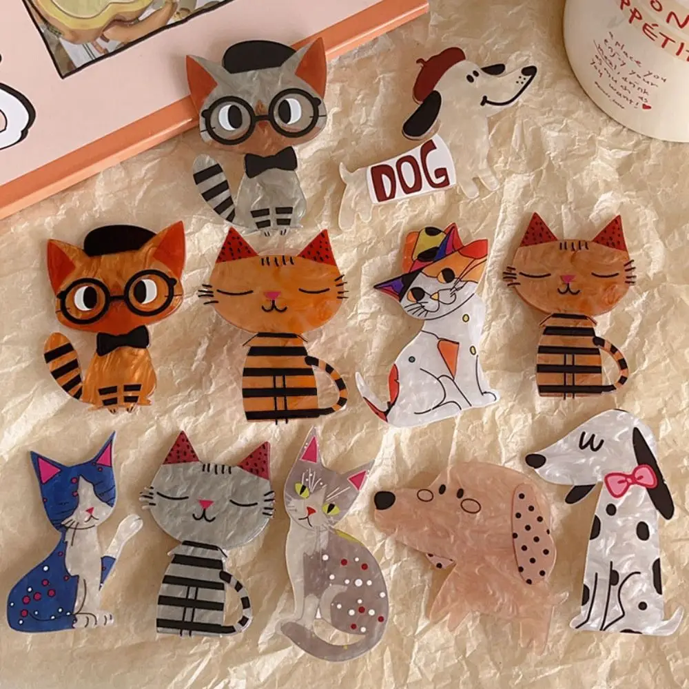 귀여운 동물 고양이 아크릴 헤어핀 한국 스타일 헤어 액세서리 만화 덕빌 클립 앞머리 클립 만화 헤어 클립 일상용