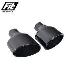 1 Pair Stainless Steel 304 Oval Exhaust Tip 63mm Slant Outlet muffler end tailpipe For RS3 RS4 RS5 A4 A5 A6