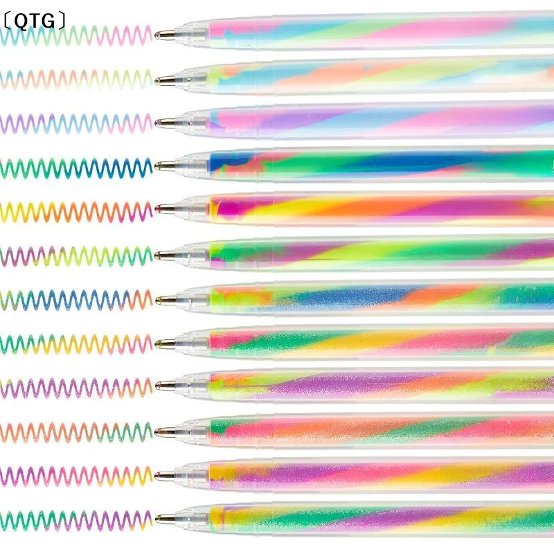〔QTG〕6Pcs Glitter Gel Highlighter Pen Set 1.2mm Vibrant Color Smooth Writing For Journal DIY Craft Greeting Card
