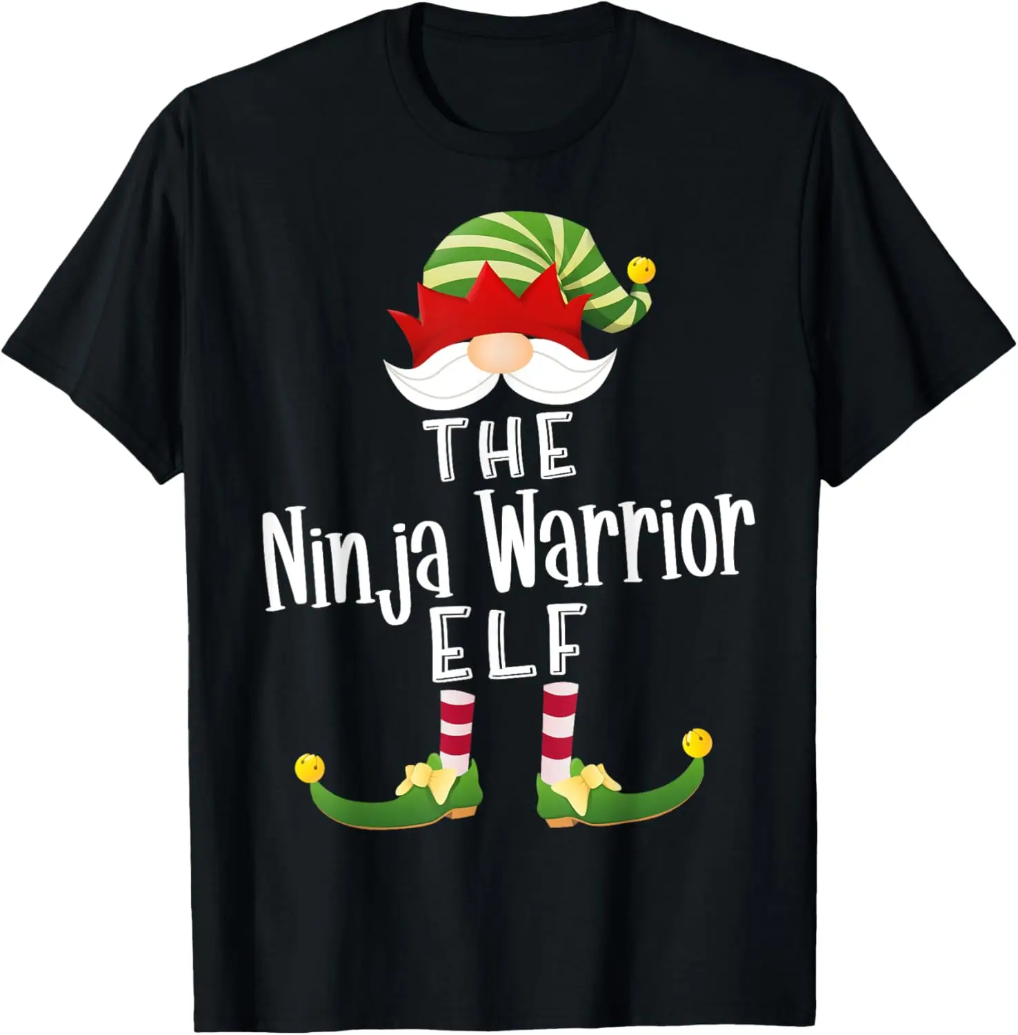 Ninja Warrior Elf Group Christmas Funny Pajama Party T-Shirt