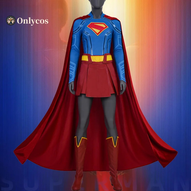 

2025 фильм супергерой Кара Кент косплей костюм Хэллоуин женская фантазийная форма пальто реквизит обувь аксессуары комплект Onlycos