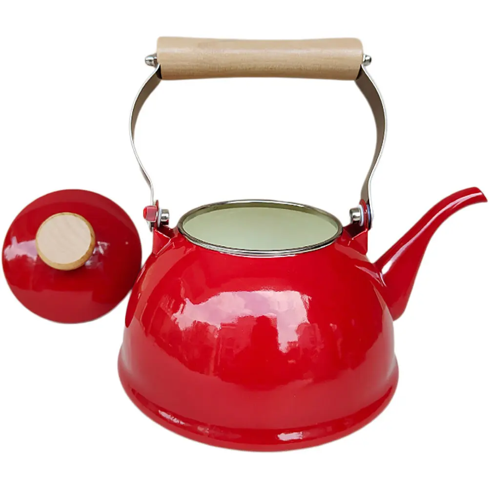 Thickened Enamel Tea Kettle Household Stove Kettle 1.4L Vintage Stovetop Teapot for Loose Tea Enameled Teapot Enamel Water Pot