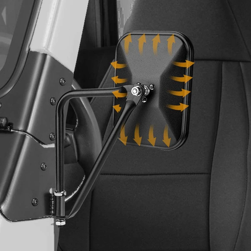 Porte fuori specchi per Jeep Wrangler CJ YJ TJ JK JL 2018-2023 specchietti retrovisori più larghi specchio con cerniera laterale per porta quadrata