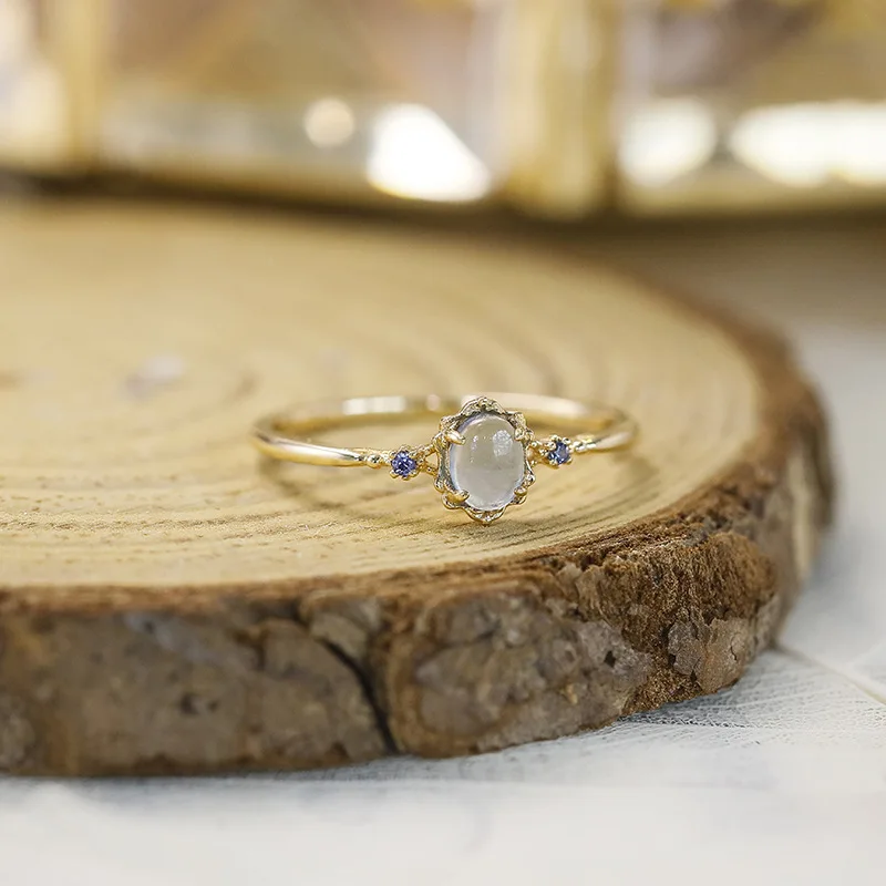 LAMOON Vingtage Natrual Aquamarine Gemstone Ring For Women Light Blue Stone Ring 925 Sterling Silver Gold Plated Fine Jewelry view 3