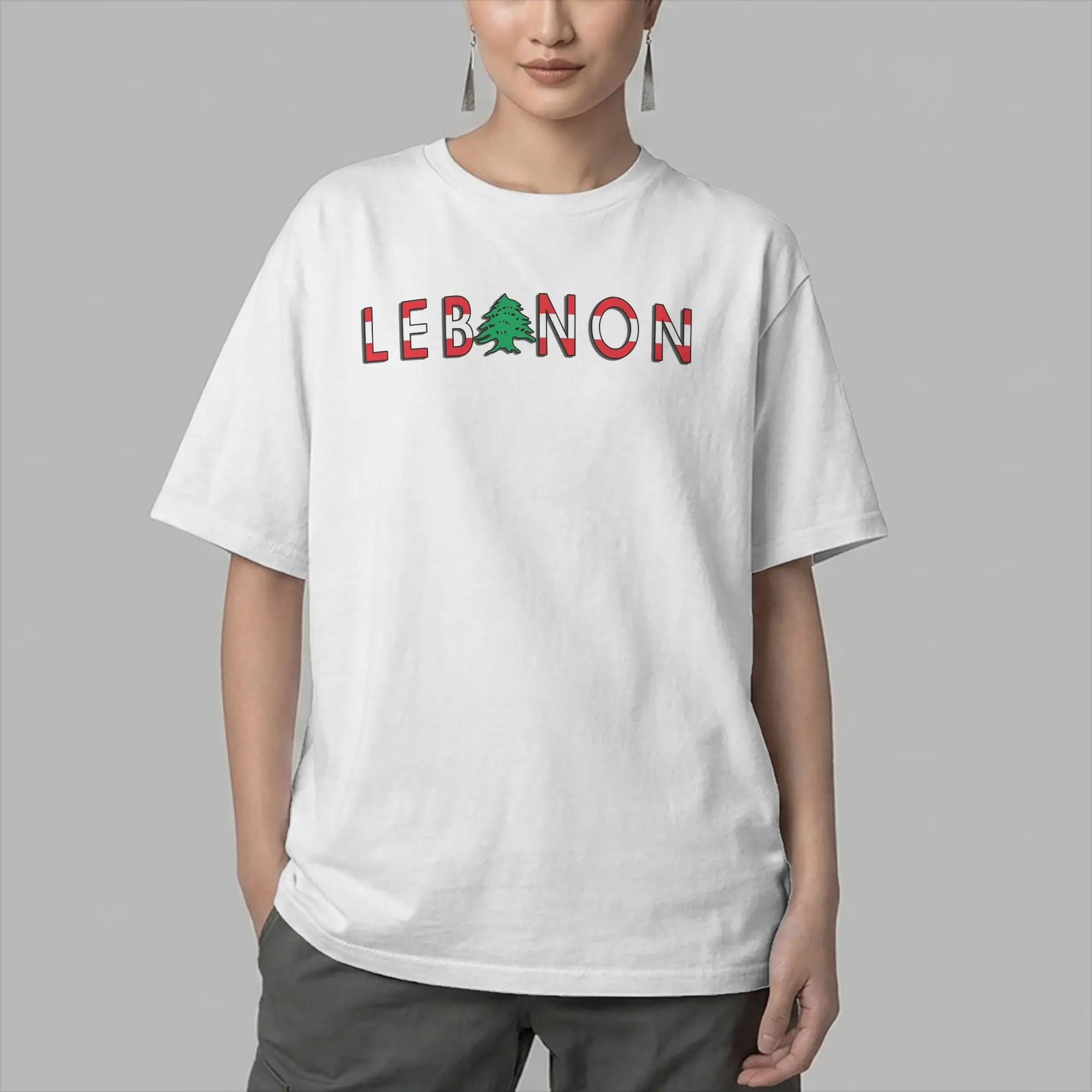 Men's T-Shirt Lebanon Flag Fashion Pure Cotton Tee Shirt Short Sleeve  T Shirts Crew Neck Clothes 4XL 5XL 6XL